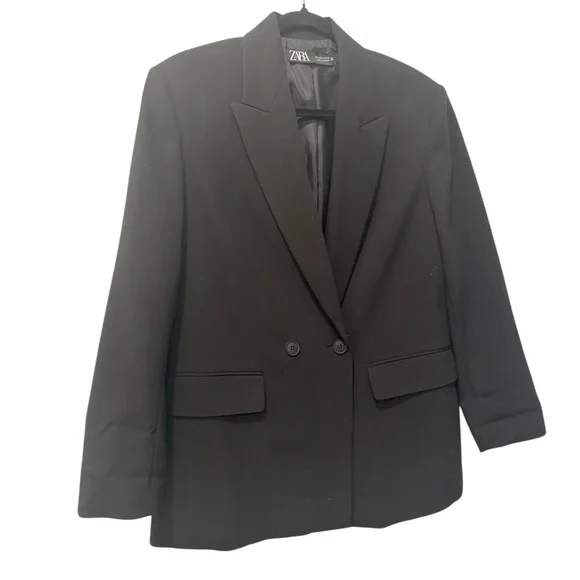 Zara Women’s Black Double Breasted Blazer – Size Medium - Picture 2 of 7